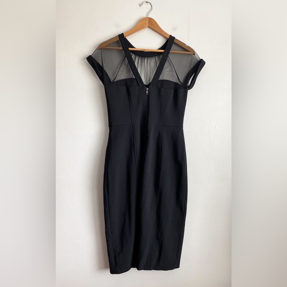 Maggy London Crepe Cocktail Sheath Dress Black Sheer Mesh Formal Career Event 10 - Picture 11 of 13